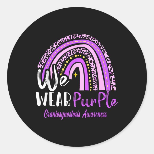 Rainbow We Wear Craniosynostosis Awareness  Classic Round Sticker (Front)