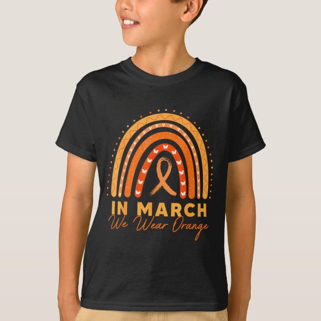 Rainbow We Wear Orange Multiple Sclerosis Awarenes T-Shirt (Front)