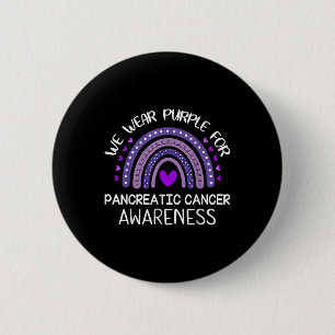 Rainbow We Wear Purple For Pancreatic Cancer Aware 6 Cm Round Badge