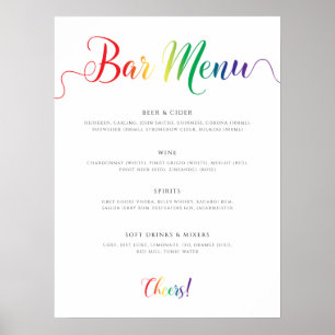 Rainbow Wedding Bar Menu Poster