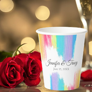Rainbow Wedding Beautiful Personalised Paper Cups