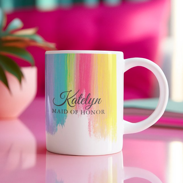 Rainbow Wedding Bridal Party Maid of Honour Custom Coffee Mug (Creator Uploaded)