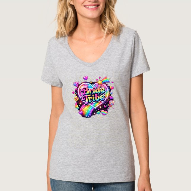 Rainbow Wedding Brides Maid  T-Shirt (Front)