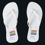 Rainbow Wedding Cake Slice Gay Pride Month LGBTQ Jandals<br><div class="desc">Flip flops feature an original marker illustration of a slice of rainbow wedding cake. Simply personalise with your names for a fun wedding favour!

This design is also available on other products. Don't see what you're looking for? Contact Rebecca to have somthing designed just for you.</div>