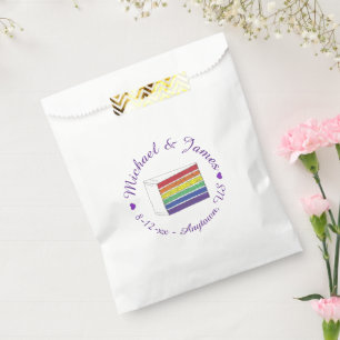 Rainbow Wedding Cake Slice Purple Heart LGBT Gay Favour Bags