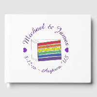 Rainbow Wedding Cake Slice Purple Heart LGBT Gay