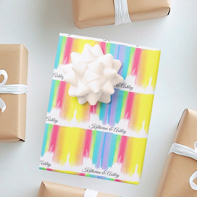 Rainbow Wedding Elegant Personalised Wrapping Paper Sheet (Creator Uploaded)