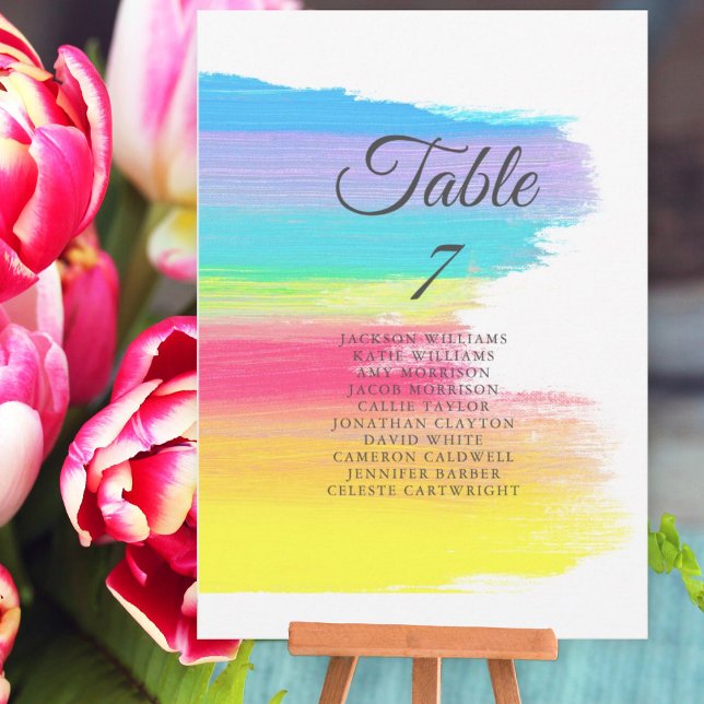 Rainbow Wedding Elegant Table Card with Names (Creator Uploaded)