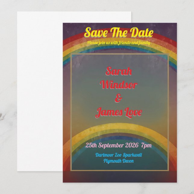 Rainbow Wedding Invitation (Front/Back)