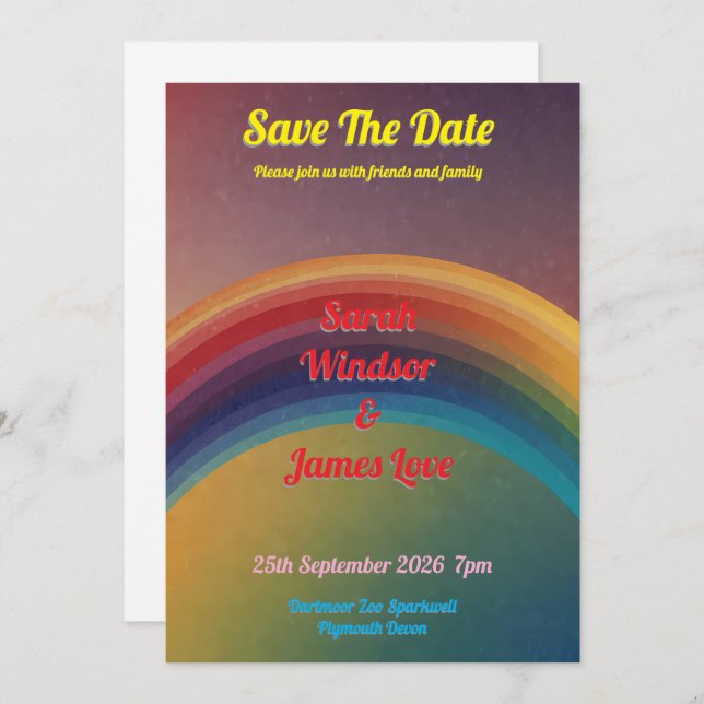 Rainbow Wedding Invitation (Front/Back)