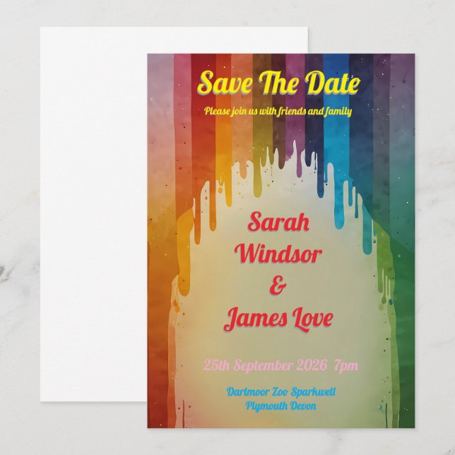 Rainbow Wedding Invitation (Front/Back)