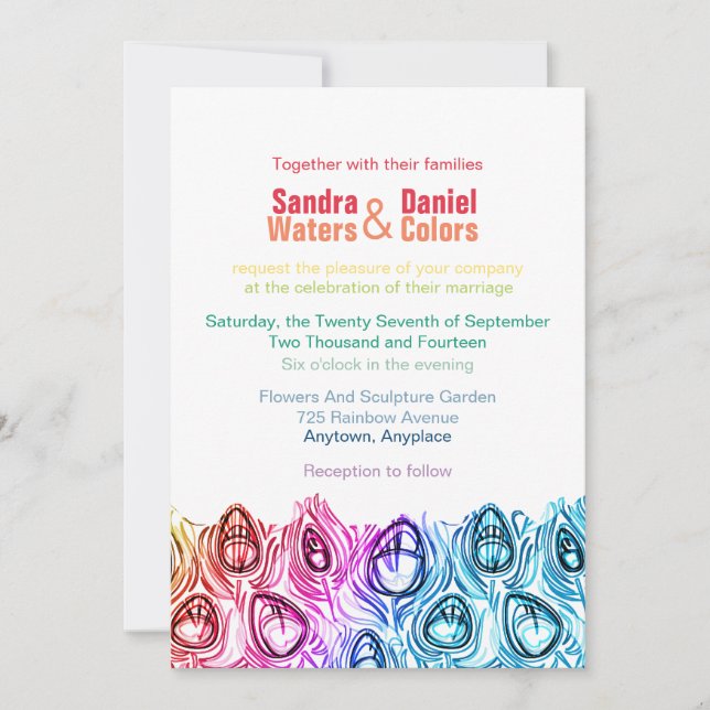 Rainbow Wedding Invitations Online Custom Template (Front)