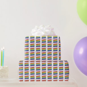 Rainbow Wedding Layer Cake Slice LGBT Pride Wrapping Paper