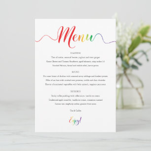 Rainbow Wedding Menu Card