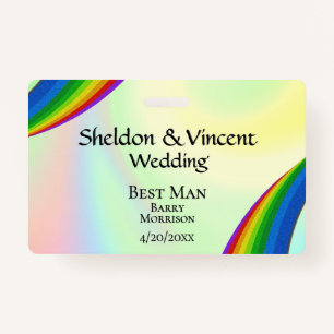 Rainbow Wedding Party ID Double Sided ID Badge