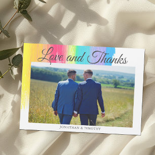 Rainbow Wedding Photo Love Thank You Magnet Card
