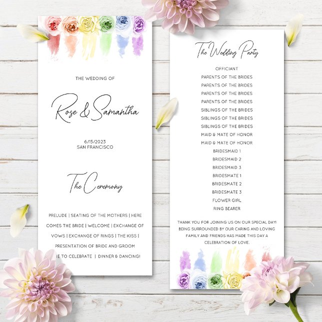Rainbow Wedding Program Gay Lesbian Wedding (Creator Uploaded)