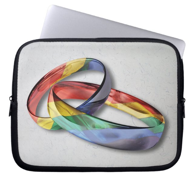 Rainbow Wedding Rings for Marriage Equality Laptop Sleeve (Front)