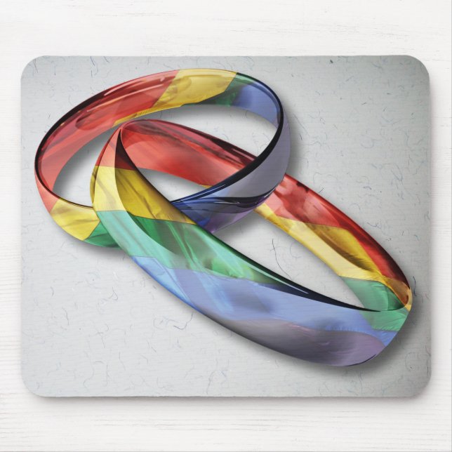 Rainbow Wedding Rings for Marriage Equality Mouse Pad (Front)