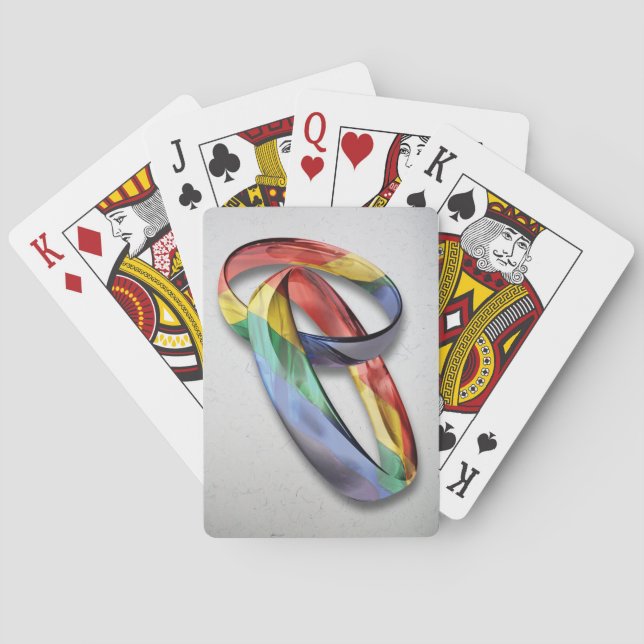 Rainbow Wedding Rings for Marriage Equality Playing Cards (Back)