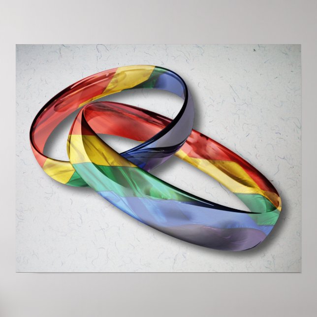 Rainbow Wedding Rings for Marriage Equality Poster (Front)