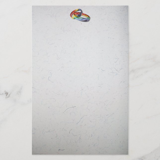 Rainbow Wedding Rings for Marriage Equality Stationery (Front)