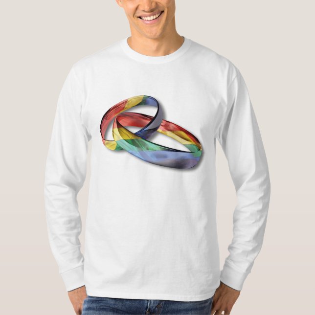 Rainbow Wedding Rings for Marriage Equality T-Shirt (Front)