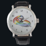 Rainbow Wedding Rings for Marriage Equality Watch<br><div class="desc">A striking digital image of two interlocked wedding rings made from the swirling colours of a rainbow pride flag. A perfect image to represent marriage equality.</div>