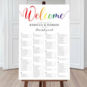 Rainbow Wedding Seating Chart Alphabethical