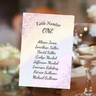 Rainbow Wedding Table Card