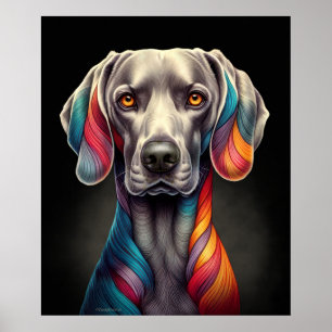 Rainbow Weimaraner Poster