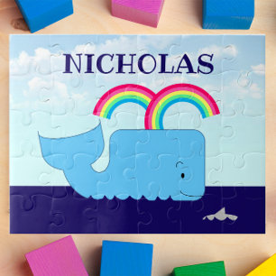 Rainbow Whale Personalized Jigsaw Puzzle
