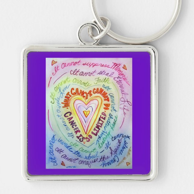 Rainbow What Cancer Cannot Do Heart Keychain (Front)
