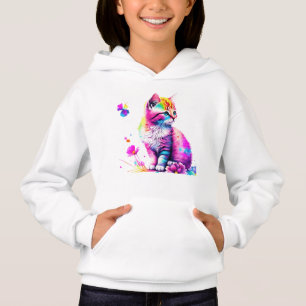 Rainbow Whimsy: Kitten in Bloom