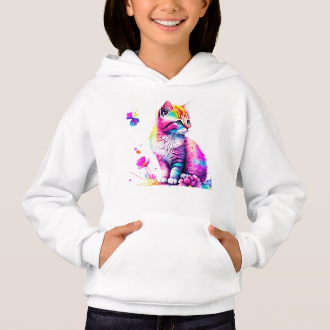 Rainbow Whimsy: Kitten in Bloom (Front)