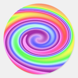 Rainbow Whirl Classic Round Sticker