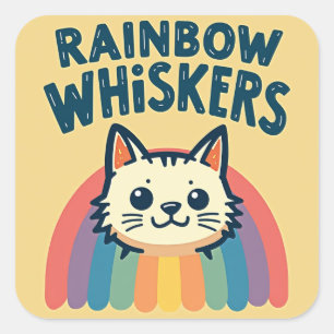 Rainbow Whiskers Cat Sticker