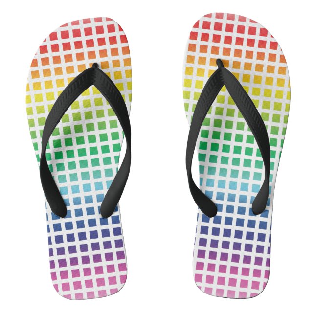 Rainbow white grid pattern Pride lgbtq lgbt Jandals (Footbed)