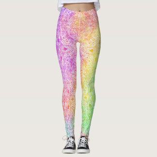 Rainbow & White Medallion Leggings