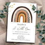 Rainbow Wild One Boho Animal Print Kids Birthday  Invitation<br><div class="desc">Fun boho tribal animal print rainbow themed kids party. Available as a digital download printable.
Great for any season. Let's build something fun for your little one on their birthday! Custom,  personalised,  editable download,  watercolor,  terracotta,  tan,  cream,  brown gender neutral colours. whimsical illustration</div>