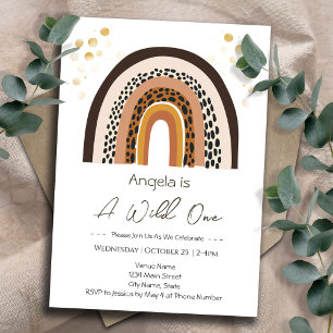 Rainbow Wild One Boho Animal Print Kids Birthday  Invitation