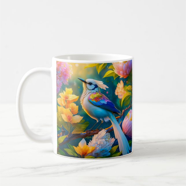 Rainbow Winged Jay Fantasy Bird Coffee Mug (Left)