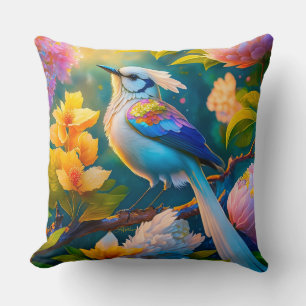 Rainbow Winged Jay Fantasy Bird Cushion