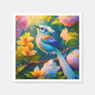Rainbow Winged Jay Fantasy Bird Napkin