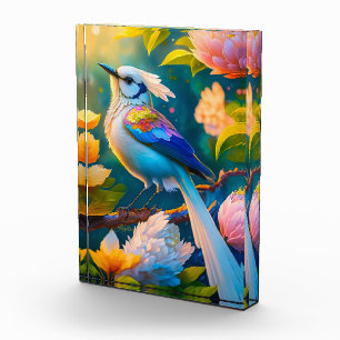 Rainbow Winged Jay Fantasy Bird Photo Block
