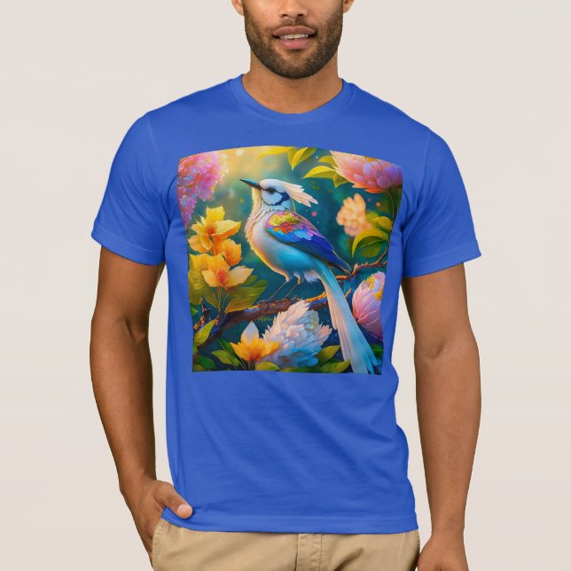 Rainbow Winged Jay Fantasy Bird T-Shirt (Front)