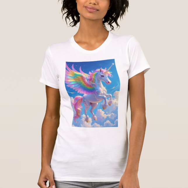 Rainbow Winged Prancing Unicorn  T-Shirt (Front)