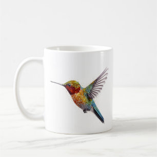 Rainbow Wings: Vibrant Hummingbird Art Coffee Mug
