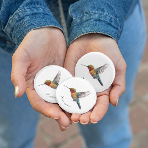  Rainbow Wings: Vibrant Hummingbird Art, custom 3 Cm Round Badge