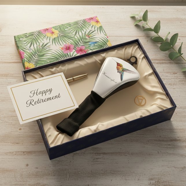 Rainbow Wings: Vibrant Hummingbird Art, custom Golf Head Cover (Creator Uploaded)